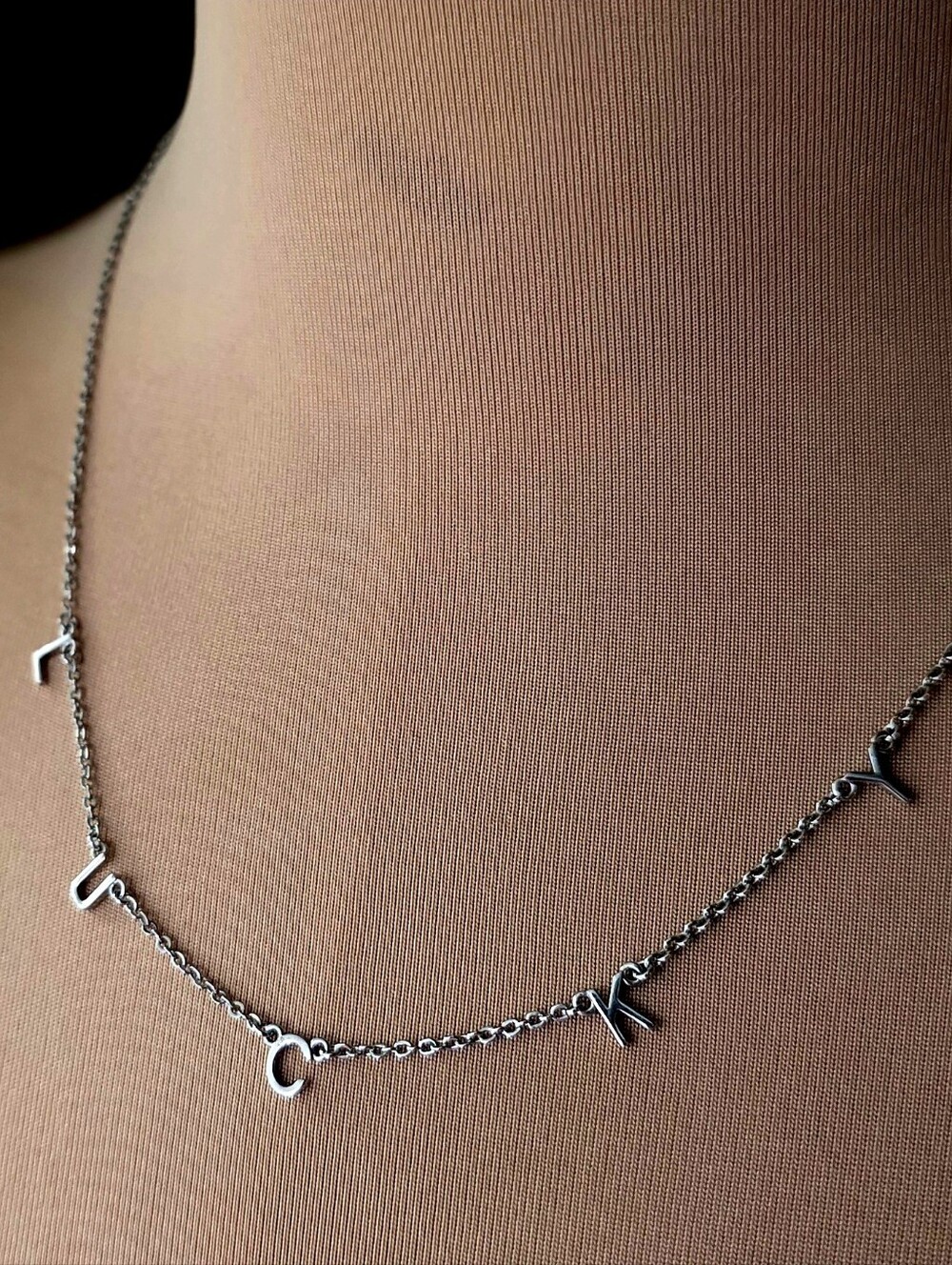 Pura Vida Lucky Charm Choker Necklace Silver Minimalist Dainty Letter 16"-19" Ch